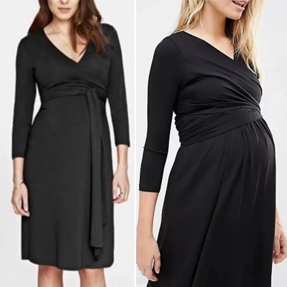 {Isabella Oliver} Maternity Black Wrap Dress - Sz 2 Medium